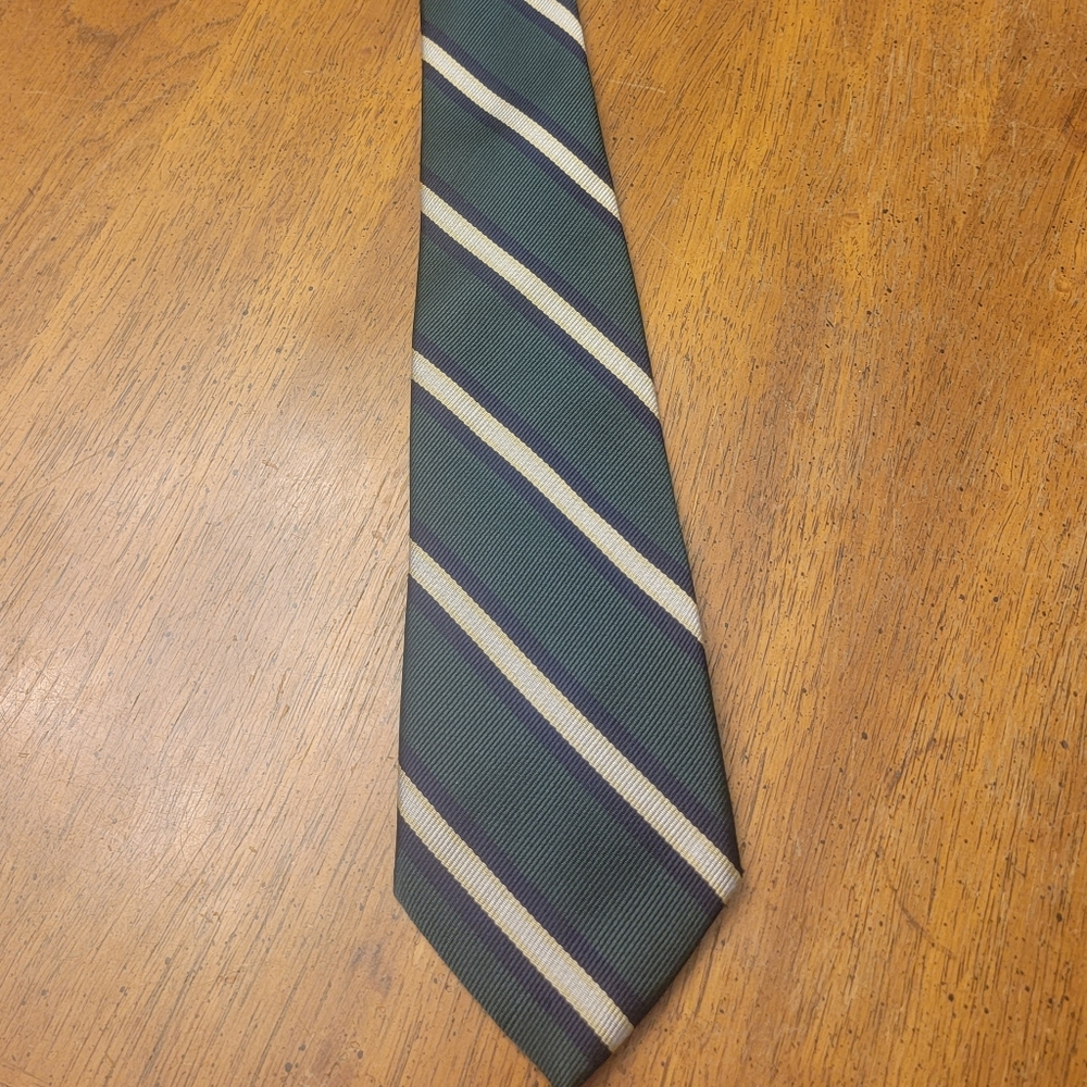 AFT Men's Green & Silver Stripe Tie